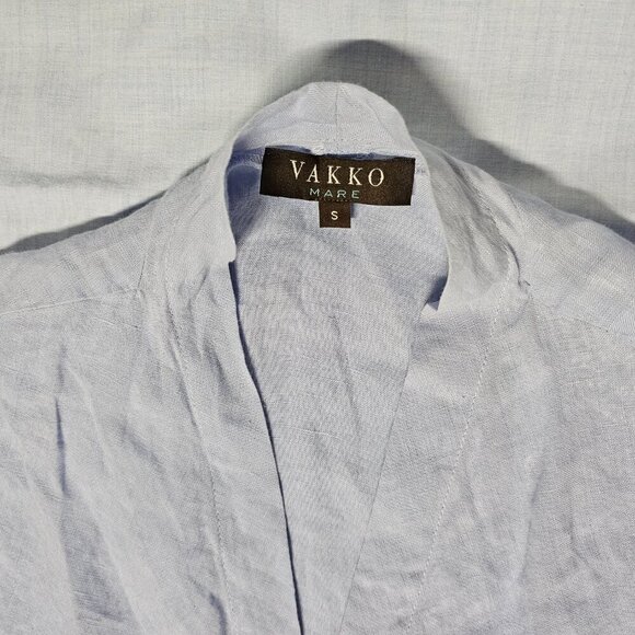 Vakko Mare Turkish Caftan Dress Women Size S Blue Linen - Picture 5 of 14